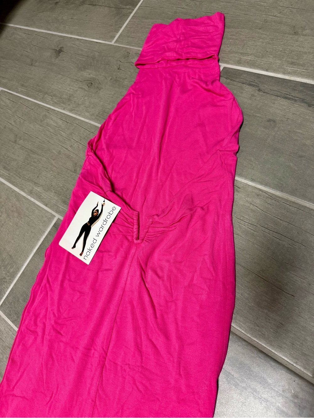 naked wardrobe Hot Pink Halter Maxi Dress - Picture 7 of 7